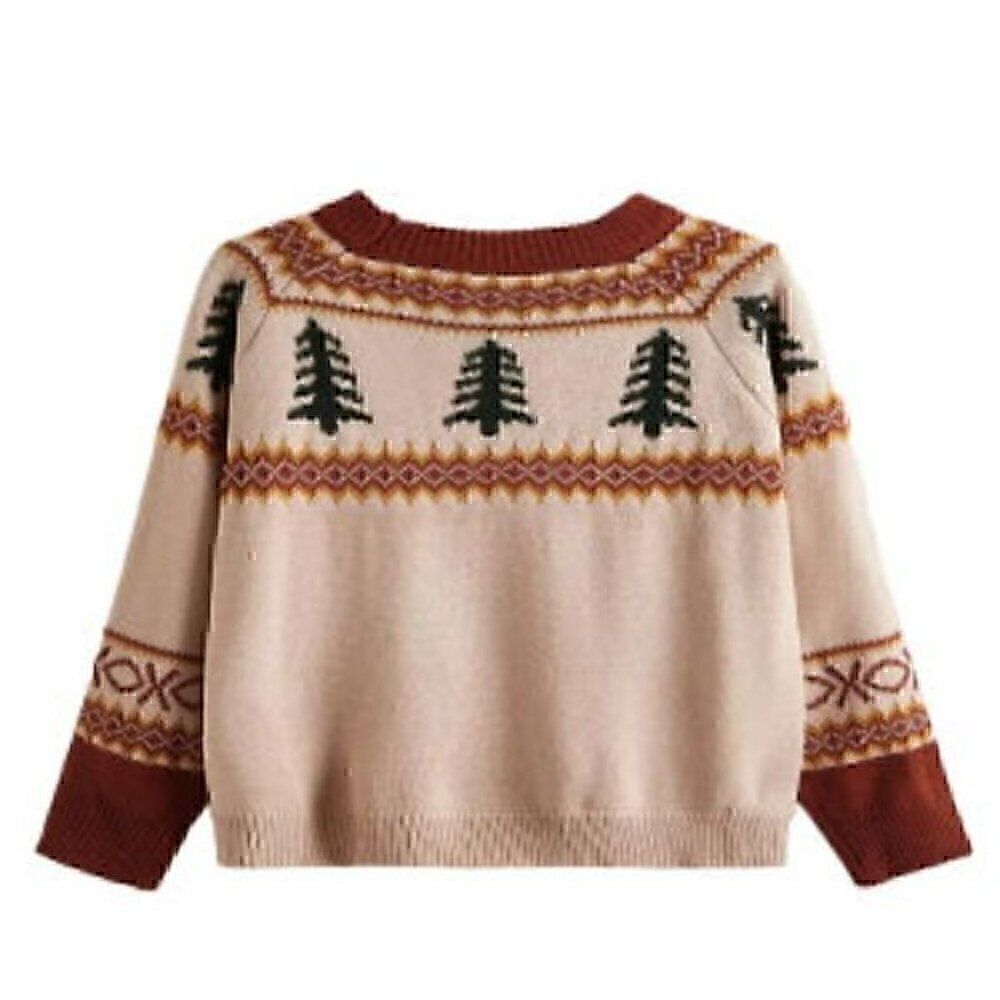 Fair Isle Christmas Tree Pattern Pull Over Crew Neck Brown Sweater  plus 3X kjp - Picture 7 of 8